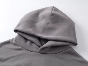 Unisex Oversized <b>Hooded</b> <b>Fleece</b> Sweatshirt Solid Gray Casual Rhinestone Design Regular Fit Winter Knitted Breathable 100% Cotton - Product Image 5