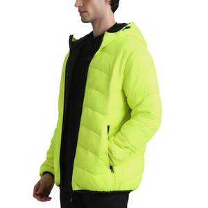 Vestes matelassées brillantes en duvet de canard à capuche pour hommes, personnalisables avec logo, en gros - Product Image 3