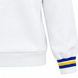 Pull blanc à col rond avec broderie Sigma Gamma Rho 1922 bleu et or, col et poignets rayés, ourlet côtelé, tricot personnalisé universitaire - Product Image 4