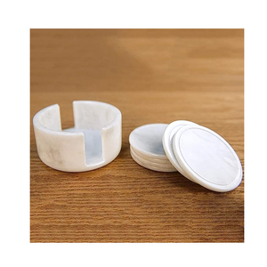 Ensemble de sous-verres élégants et écologiques en marbre, durables, lavables, en pierre naturelle gravée en forme de plante, pour offrir en cadeau - Product Image 3