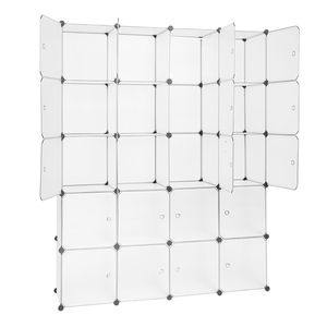 Organisateur modulaire empilable blanc à 20 compartiments, armoire multifonctionnelle avec tringle suspendue, rangement portable pour penderie - Product Image 6