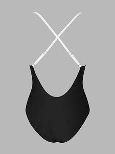 Maillot de bain taille haute à col en V, devant torsadé, bretelles spaghetti réglables - Product Image 2