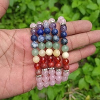 Bracelet en perles de quartz clair à sept chakras, bijoux en cristal énergétique coloré pour le yoga, la méditation, le reiki, cadeau en gros
