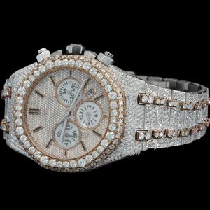 Reloj de Pulsera Personalizado para Hombre, Estilo Hip Hop, Lujoso, con Diamantes Moissanite, Correa de Acero Inoxidable Blanca, Esfera de Cristal de 42 mm - Product Image 5