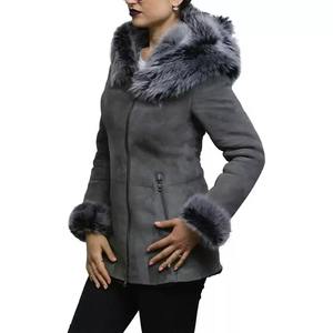 Manteau parka long en laine et fourrure pour femme, à capuche, col montant, brodé, vintage, fermeture éclair et boutons, vêtement d'hiver de luxe - Product Image 4