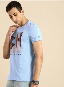 Camisa Casual de Hombre, Azul Claro, Cuello Cruzado, Tejida, 100% Algodón Ecológico, Manga Corta, Transpirable, Verano, ODM - Product Image 2