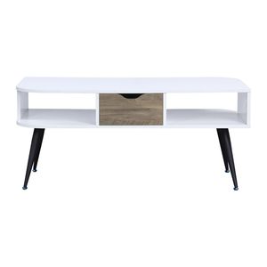 <b>White</b> and Black Rectangular <b>Coffee</b> <b>Table</b> with 1 Storage Drawer - Product Image 1