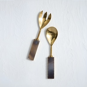 Ensemble de service à salade en acier inoxydable plaqué or avec poignée carrée en résine, idéal pour les bars à salades, qualité alimentaire, vente en gros - Product Image 2