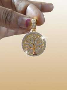 Pendentif Arbre de Vie en Moissanite de Haute Qualité, Plaqué Or avec Argent 925, Symbole de Croissance, Bijoux Fins, Pendentifs et Breloques - Product Image 4