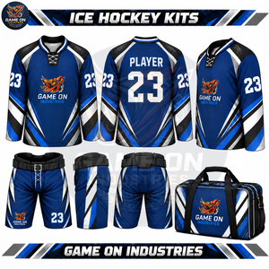 Tenue de hockey sur glace personnalisée avec couleurs contrastées, kit d'équipe professionnel, vêtements de sport avec sacs de transport, prix de gros - Product Image 5