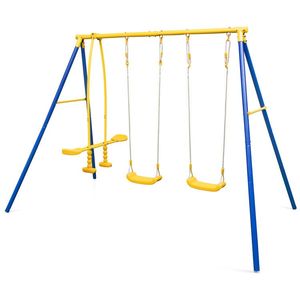 Altalena in Metallo per Giardino con 2 Sedili Oscillanti e 2 Sedili a Dondolo, Telaio in Acciaio per Casa, Giardino, Scuola, Asilo Nido - Product Image 5