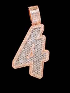 Pendentif porte-bonheur personnalisé en argent 925, bijoux hip-hop personnalisés, pendentif lettre/chiffre serti de moissanite VVS pour cadeaux - Product Image 6