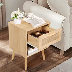 Mesitas de Noche DreamCraft de 2 Piezas de Ratán Vietnamita con 1 Cajón de Almacenamiento, Muebles de Dormitorio Elegantes Tejidos, Hechos en Vietnam - Product Image 2