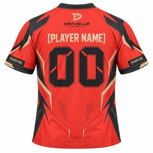 Camiseta Deportiva Coral Tactical con Cuello en V y Mangas Raglán, con Impresión del Patrocinador y el Nombre del Jugador, Uniforme para Equipos de Videojuegos - Product Image 2