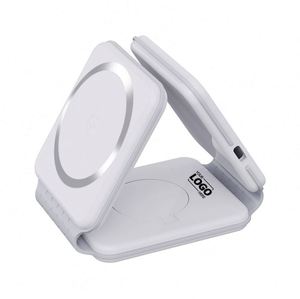 3 In-1 Durable Wireless Charging Pad Magnetic Foldable Station Fast Travel Charger for Multiple Devices Promotional Office - Product Image 1