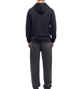 Sweat-shirt à capuche zippé noir uni pour homme, coupe décontractée, avec poche kangourou, vente en gros, impression de logo personnalisé - Product Image 3