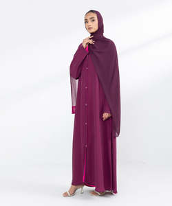 Plus Size <b>Abaya</b> Solid Color Casual Long Sleeve Custom Color Long Sleeve Islamic Clothing Hijab Women <b>Abaya</b> Printed OEM - Product Image 3