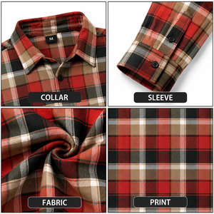 <b>Men's</b> <b>Red</b> Plaid Flannel <b>Shirt</b> Long Sleeve Button Up Casual Flannel <b>Shirt</b> With Chest Pocket - Product Image 6