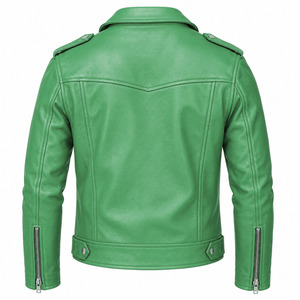 Veste de moto en cuir véritable pour homme AVIREX, couleur violette, respirante, coupe ajustée, col montant, fermeture éclair, manches régulières, couleur unie - Product Image 5