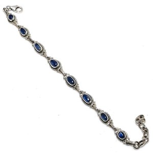 Handmade Genuine Blue Kyanite Vintage IGI Certified Luxury <b>Charm</b> Bracelet 925 Sterling <b>Silver</b> Natural Gemstone Jewelry for Women - Product Image 3