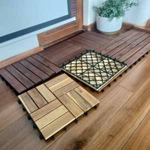 DIY Modern Dual Lock Interlocking Anti-Slip Waterproof Fireproof Water Resistant <b>Square</b> Wood Decking Tile 30x30cm Outdoor Patio - Product Image 4