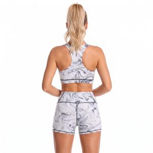 Custom Logo OEM 3 Pieces Activewear Set Quick Dry Yoga Shorts <b>Racerback</b> <b>Bra</b> Gym Workout Training Jacket Yoga Shorts 3 Piece Set - Product Image 6