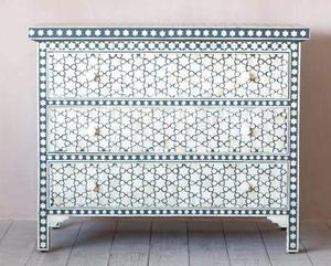 Cajón con Incrustaciones de Hueso de ILAHI, Diseño Moderno con Detalles de Ágata, Mueble Portátil para el Hogar - Product Image 4