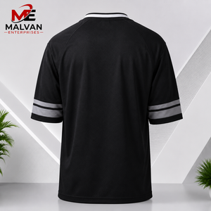 Men's <b>Black</b> V-Neck Mesh Football Jersey Short Sleeve Breathable Sport Wear for Adults All Seasons Regular Fit 100% Polyester - Product Image 2