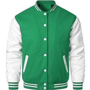 Chaqueta Varsity de Lana Cálida y Transpirable, Resistente al Viento, con Diseño de Parches, para Entrenamiento de Béisbol, Fiestas al Aire Libre, con un Solo Botón - Product Image 1