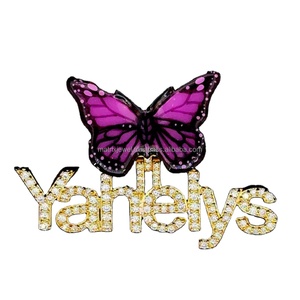 Prix de gros personnalisé plusieurs couleurs papillon caution en argent 925 plaqué or 14 carats dernier pendentif collier pour femmes bijoux - Product Image 1