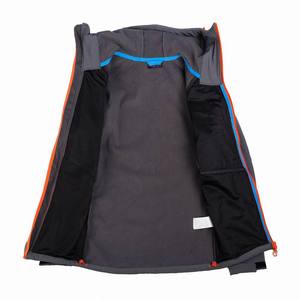 Veste softshell homme gris foncé avec fermeture éclair orange, imperméable, coupe-vent, manches longues, pour l'extérieur et l'hiver - Product Image 5