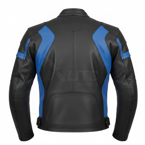 Blouson de moto classique pour homme en cuir durable, imperméable, coupe-vent, avec taille et manches ajustables, détails de sécurité, design moderne - Product Image 2