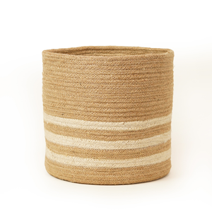 Panier de rangement rond en jute tressé à la main, écologique, couleur naturelle, pour plantes et organisation domestique - Product Image 1