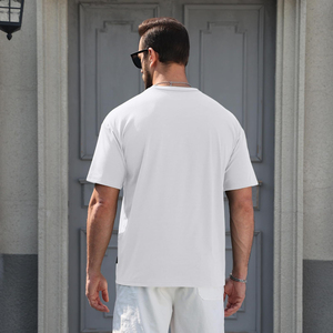 T-shirt personnalisé d'été de haute qualité, léger, col rond, décontracté, à manches courtes, en coton, pour hommes, T-shirt oversize uni - Product Image 2