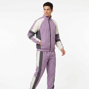 Survêtement en nylon pour homme avec panneaux à points diamantés, veste zippée et pantalon assorti, tenue de sport légère pour la salle de sport, l'entraînement et les loisirs - Product Image 5