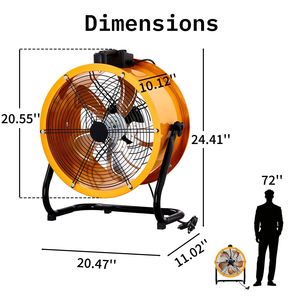 Ventilatore Industriale Standard USA MLD 450 con Maniglia Mobile da 18 Pollici, 110V 218W, Motore in Rame, Arancione Giallo - Product Image 1