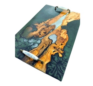 Bandejas de madera de acacia de resina epoxi para servir comida y fiesta de boda decorativas para el hogar a la venta - Product Image 1