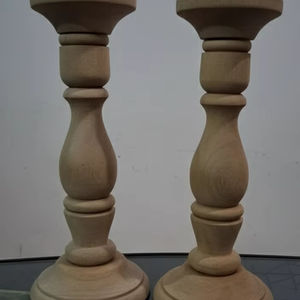 Ensemble de chandeliers en bois artisanal, style rustique, porte-bougie en bois naturel, support pour bougie pilier, décoration de table pour la maison ou un mariage - Product Image 1