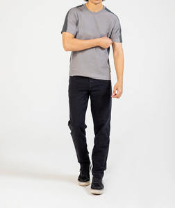 Wholesale Sports Style T-<b>Shirt</b> Grey & <b>White</b> Piping Design Crew Neck T-<b>Shirt</b> Breathable <b>Short</b> <b>Sleeve</b> OEM Custom Athletic T-<b>Shirt</b> - Product Image 4