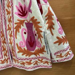 <b>Women</b> Beige Embroidered Floral Velvet Suzani <b>Jacket</b> With Stand Collar Bohemian Full Sleeve <b>Women's</b> <b>Spring</b> Outerwear - Product Image 3