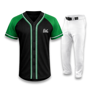 Customize Baseball Jersey Men's Black Green Short Sleeve V-Neck <b>Moisture</b> Wicking 100% Polyester Sublimation Four-Way Stretch - Product Image 1
