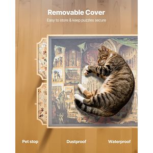 Table de puzzle en bois portable de 1500 pièces avec 4 tiroirs, couvercle et plateau de 34x25 pouces, roulettes, accessoires pour puzzle - Product Image 6