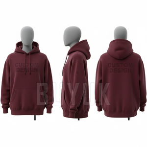 Sudadera con Capucha de Diseño Personalizado con Estampado en Relieve, Estilo Urbano, para Hombre, Talla Grande, Informal, Felpa Francesa, 100% Algodón, Transpirable, Color Sólido, Logotipo Frontal - Product Image 3