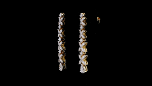 ต่างหูเพชรทรงยาวลายดอกไม้ดีไซน์เนอร์ |   เครื่องประดับงานแต่งงานสุดหรูสีทองเหลือง - Product Image 4