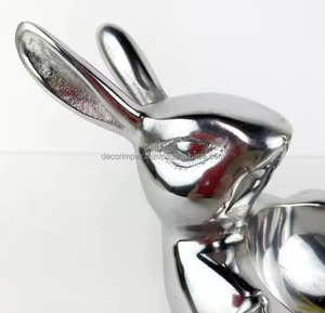 Regalo de decoración de conejo de aluminio fundido para RabbitHome Office Decor Centerpiece de Decor IMPEX - Product Image 4