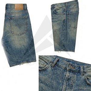 กางเกงยีนส์ขาสั้นผู้ชายประดับคริสตัลหรูหรา สไตล์สตรีทแวร์ ผลิตแบบ OEM Impex - Product Image 5