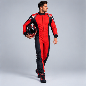 Combinaison de course moto pour homme à manches longues, rouge et noir, ignifuge, en polyester, toutes saisons - Product Image 6