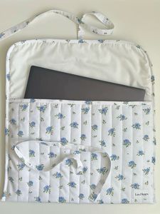 Les Fleurs Cotton <b>Laptop</b> <b>Sleeve</b> with Blue Floral Pattern Protective Cover Classic Style for <b>Laptops</b> <b>Laptop</b> <b>Sleeve</b> Tote Bag - Product Image 3
