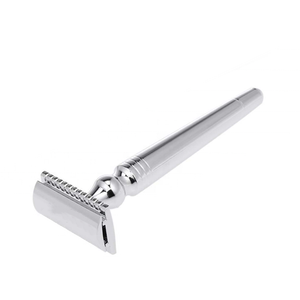 Private Label Men's Double Edge Safety <b>Razor</b> Black Brass Handle No Electrical Classic Zinc Alloy <b>Head</b> Disposable Wood - Product Image 2