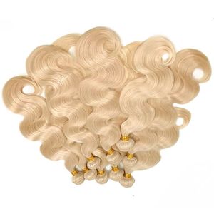 ผมต่อแบบอินเดียนบอดี้เวฟ ผมแท้เรมี่ สีบลอนด์อ่อน ลอนน้ำ ลอนธรรมชาติ - Product Image 1